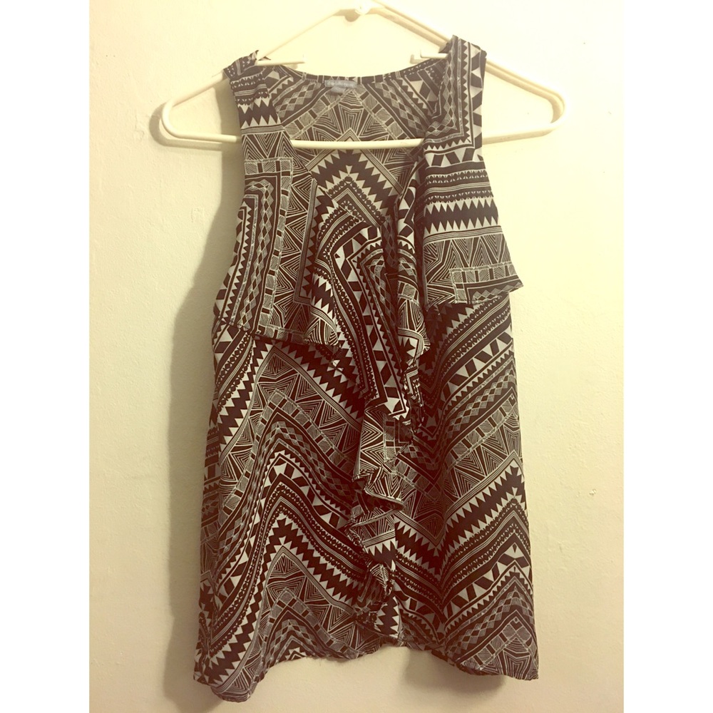 Black and white patterned blouse